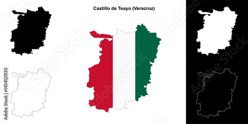 Castillo de Teayo municipality (Veracruz) outline map set