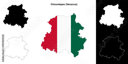 Chicontepec municipality (Veracruz) outline map set