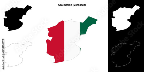 Chumatlan municipality (Veracruz) outline map set