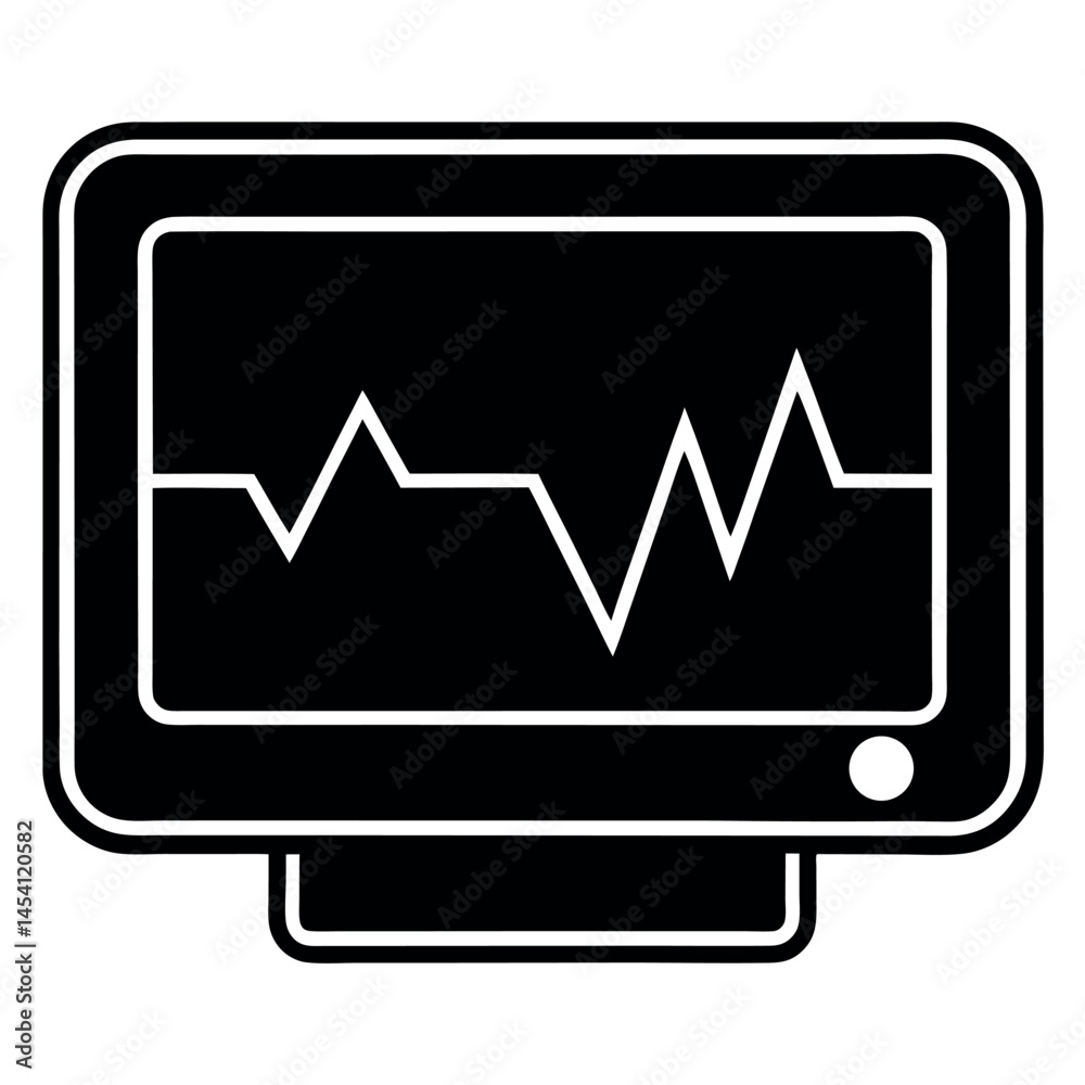 Medical pulse monitor silhouette – clean black design on white background Medical pulse monitor silhouette – clean black design on white background