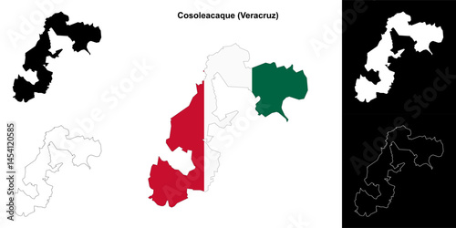 Cosoleacaque municipality (Veracruz) outline map set