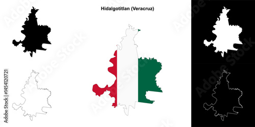 Hidalgotitlan municipality (Veracruz) outline map set