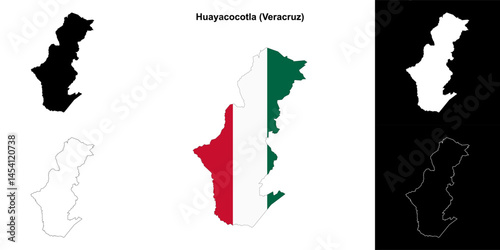 Huayacocotla municipality (Veracruz) outline map set