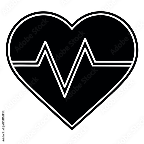 Black silhouette of vital sign monitor – white background healthcare icon