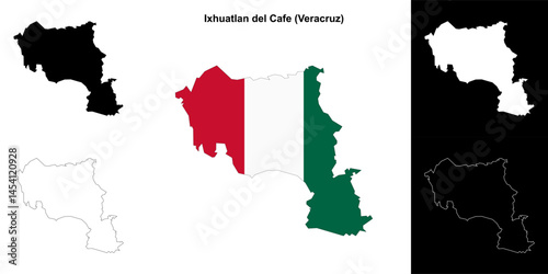 Ixhuatlan del Cafe municipality (Veracruz) outline map set