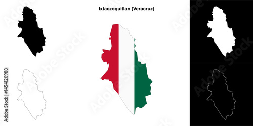 Ixtaczoquitlan municipality (Veracruz) outline map set