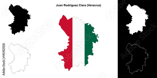 Juan Rodriguez Clara municipality (Veracruz) outline map set