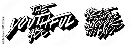 Street graffiti alphabet, edgy urban letters, rebellious youth font for bold street branding, hype headline, gritty typography, expressive typographic design. Vector typeset.