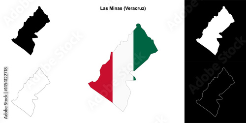 Las Minas municipality (Veracruz) outline map set