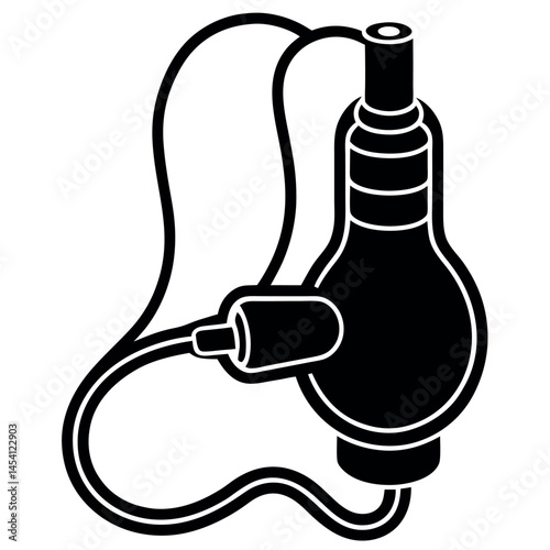 Side view of a nebulizer with mask silhouette vector for respiratory care