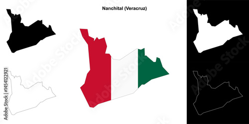 Nanchital municipality (Veracruz) outline map set