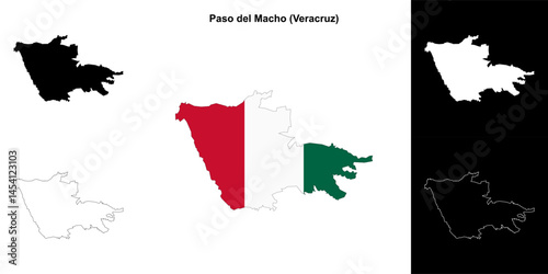 Paso del Macho municipality (Veracruz) outline map set