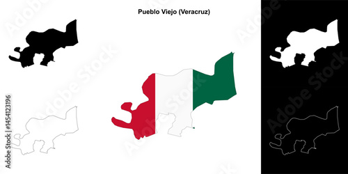 Pueblo Viejo municipality (Veracruz) outline map set