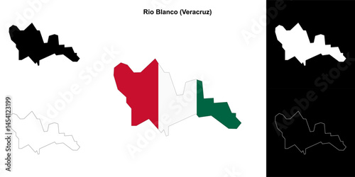 Rio Blanco municipality (Veracruz) outline map set