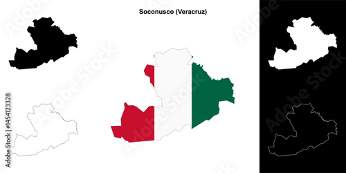 Soconusco municipality (Veracruz) outline map set
