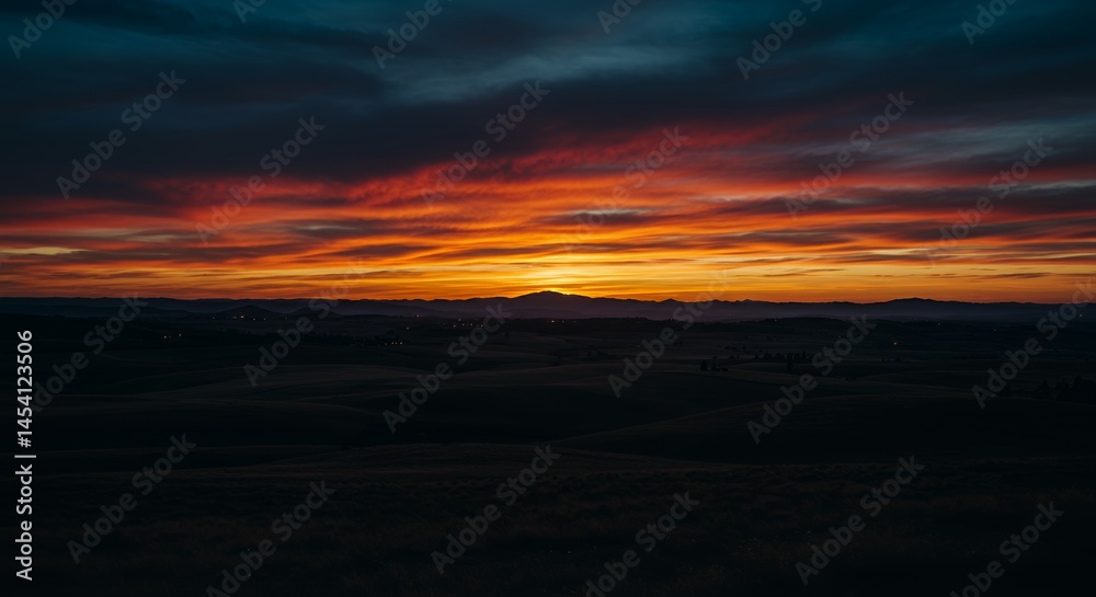 Obraz premium Tuscan Sunset: A Breathtaking Panorama of Rolling Hills
