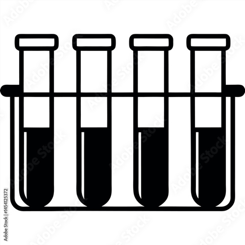 Black silhouette of lab glassware – test tube vector on white background