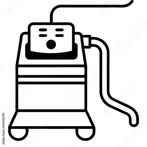 Bold black outline of medical ventilator – minimalist vector for critical care