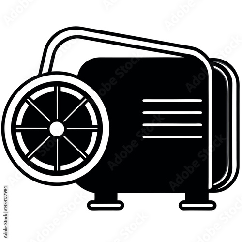 Side view ventilator machine in silhouette style – white background icon
