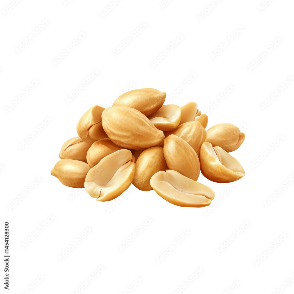 Pile of Roasted Peanuts, Shelled and Unshelled, Close-Up Studio Shot