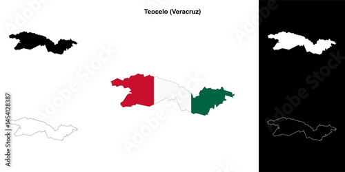 Teocelo municipality (Veracruz) outline map set