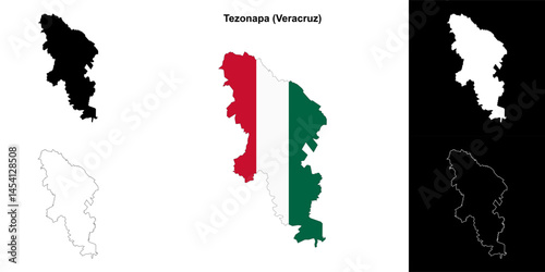 Tezonapa municipality (Veracruz) outline map set
