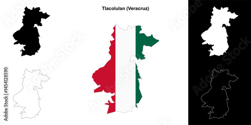 Tlacolulan municipality (Veracruz) outline map set