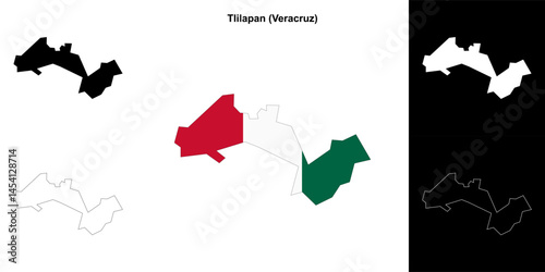 Tlilapan municipality (Veracruz) outline map set