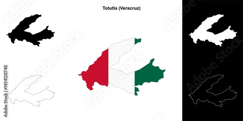 Totutla municipality (Veracruz) outline map set