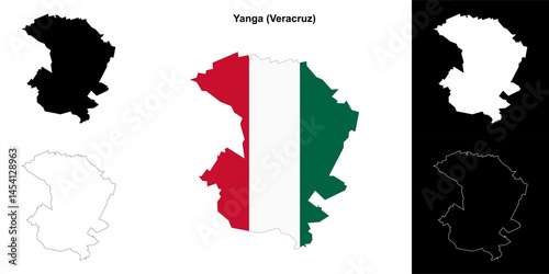 Yanga municipality (Veracruz) outline map set