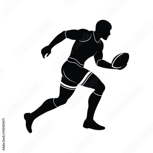 Silhouette art illustration of a rugby player running with ball.eps