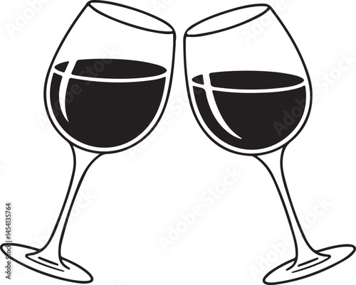 Illustration of Two Toasting Wine Glasses Symbolizing Celebration and Friendship

