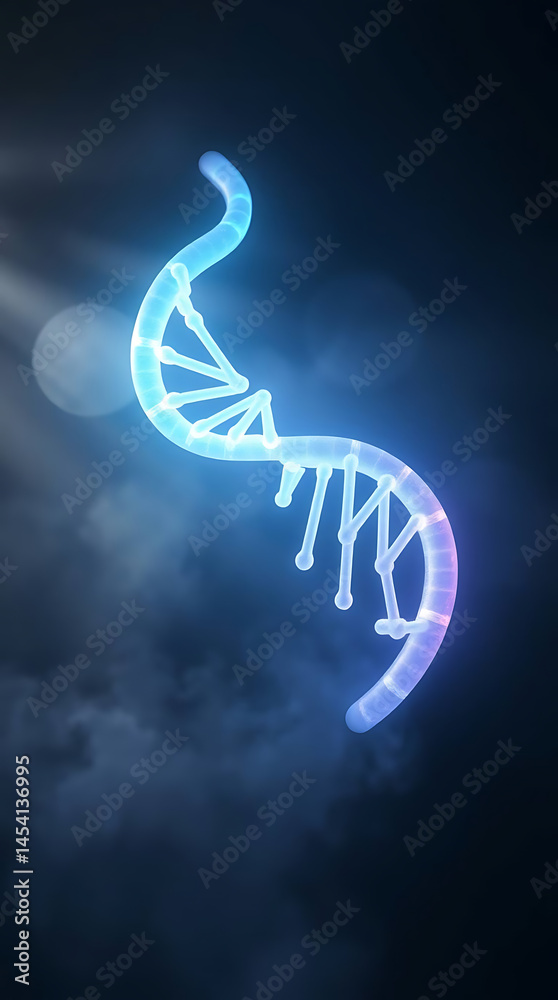 Obraz premium Luminous Helix: Glowing DNA Structure on Dark Background