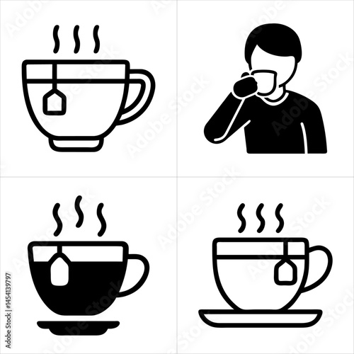 drink tea icon set
