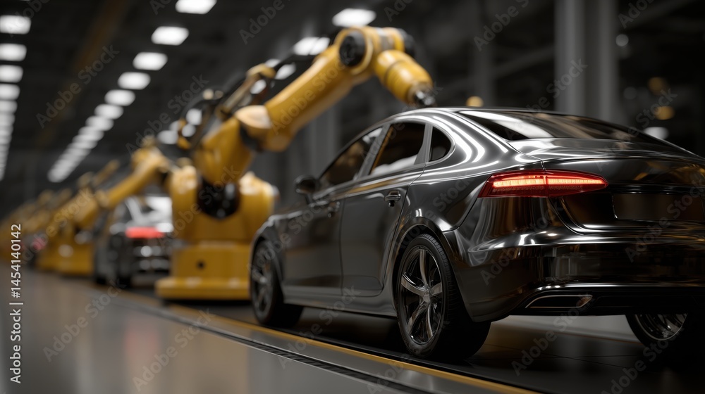 Advanced robots working in a high-tech factory, automation and efficiency. Advanced robots working in a high-tech factory, automation and efficiency.