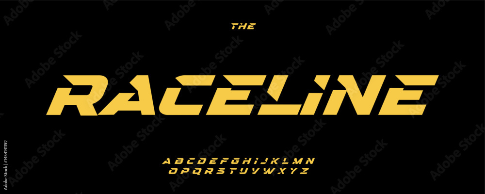 Slanted race alphabet, dynamic angular letters, bold fast font for adrenaline-fueled branding, high-speed headline, motorsport typography, aggressive typographic design. Vector typeset.