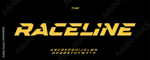 Slanted race alphabet, dynamic angular letters, bold fast font for adrenaline-fueled branding, high-speed headline, motorsport typography, aggressive typographic design. Vector typeset.