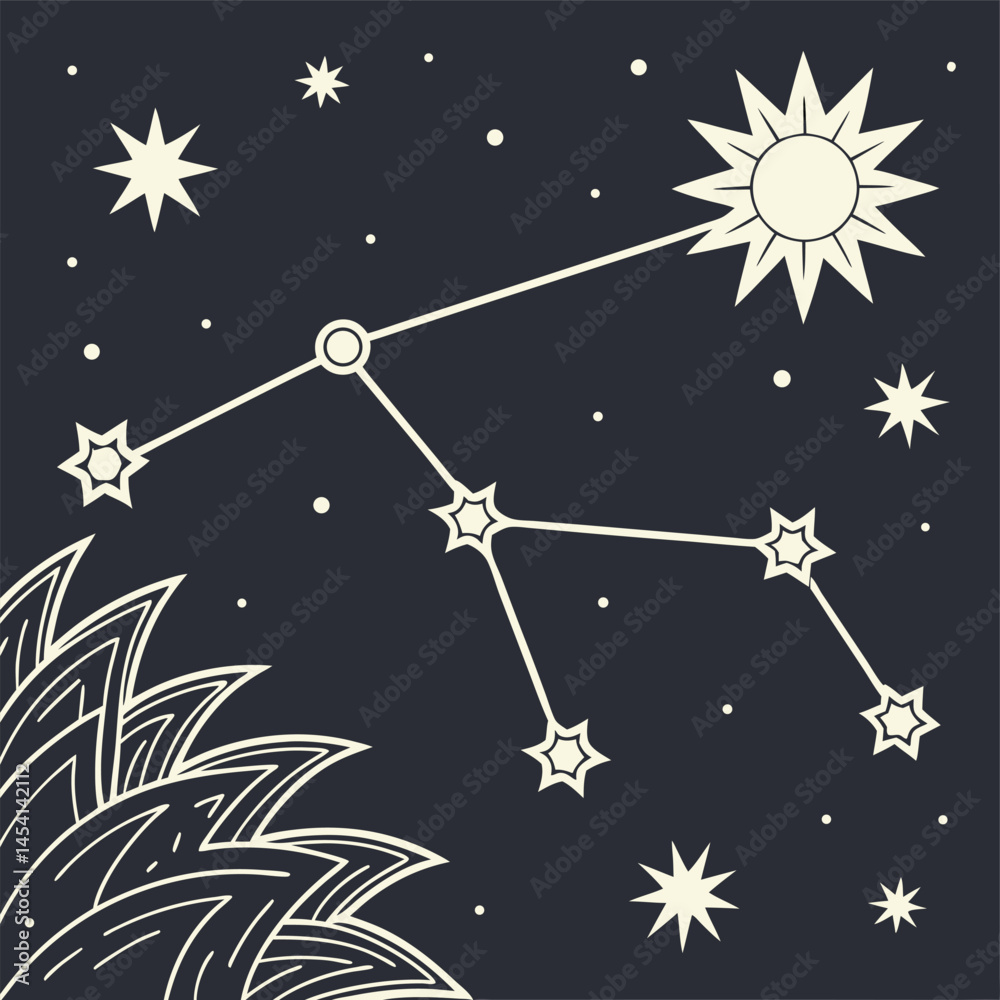 Fototapeta premium Constellation Star Pattern in Line Art Vector for Astrology Themes