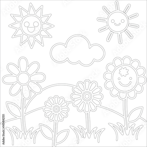 Cute Hand Drawn Kawaii Coloring Book Art
