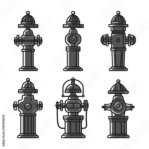 Fire Hydrant Silhouette Set Clipart