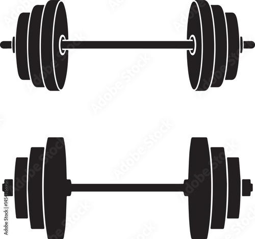 Two Black Dumbbell Silhouettes