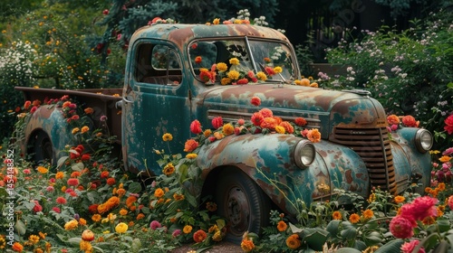 Overgrown Truck with Flowers