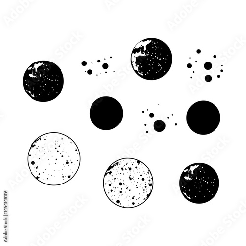 Moon Silhouette with Craters Set 