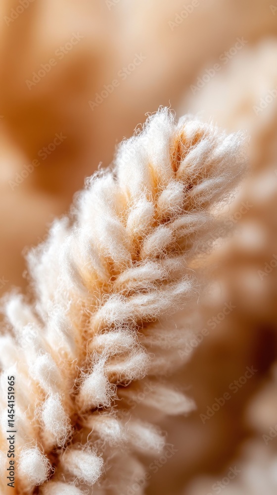 Close-up of fluffy cream-colored yarn texture with soft details