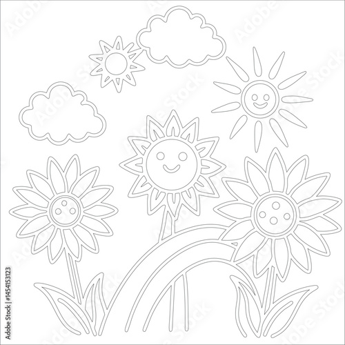 Cute Hand Drawn Kawaii Coloring Book Art