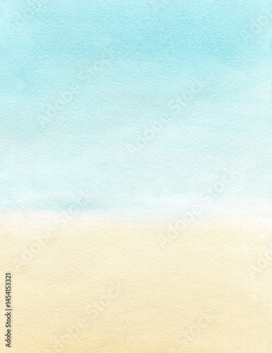 Underwater background sea water and sand bottom on depth watercolor illustration seascape. Ocean scene for design composition on sea theme. Marine life for postcards, banners, posters to kids room