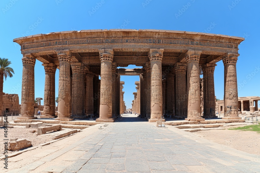 Fototapeta premium Egyptian temple columns under blue sky