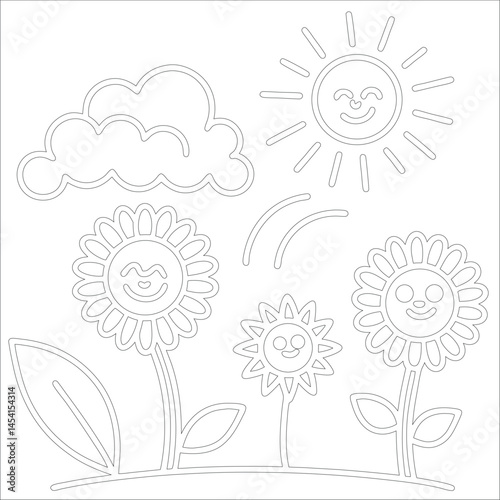 Cute Hand Drawn Kawaii Coloring Book Art