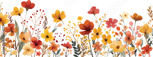  flowers cosmos arrangement flat lay postcard style Nature background with wild flowers