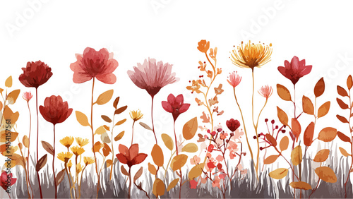  flowers cosmos arrangement flat lay postcard style Nature background with wild flowers
